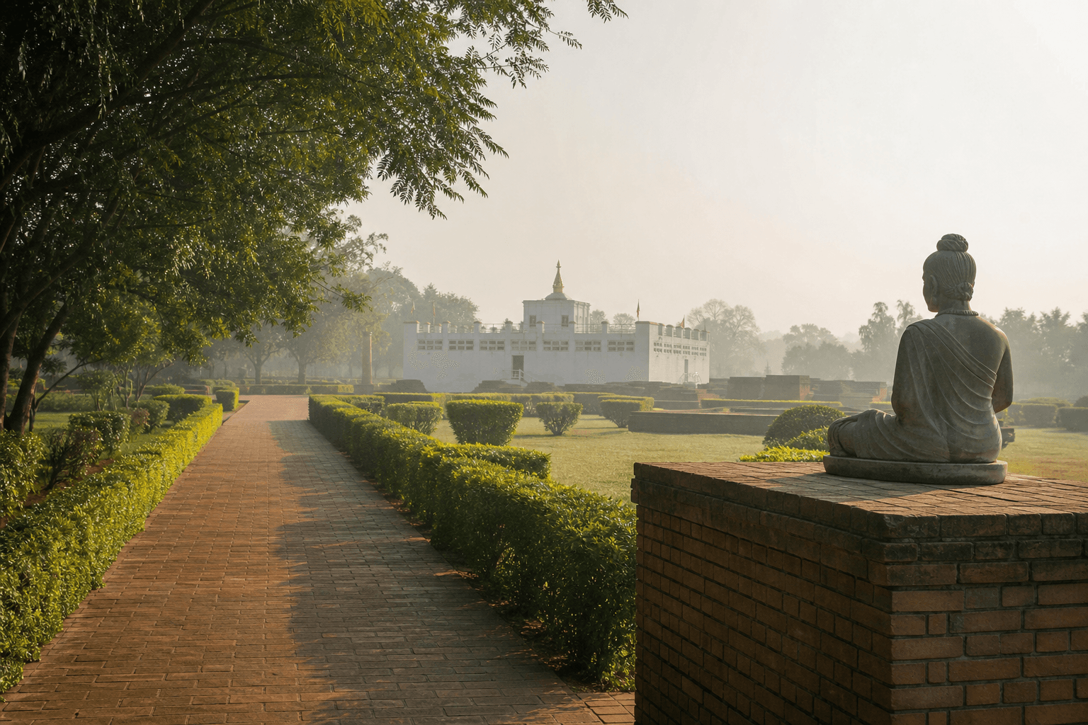 Quiet gardens at Lumbini